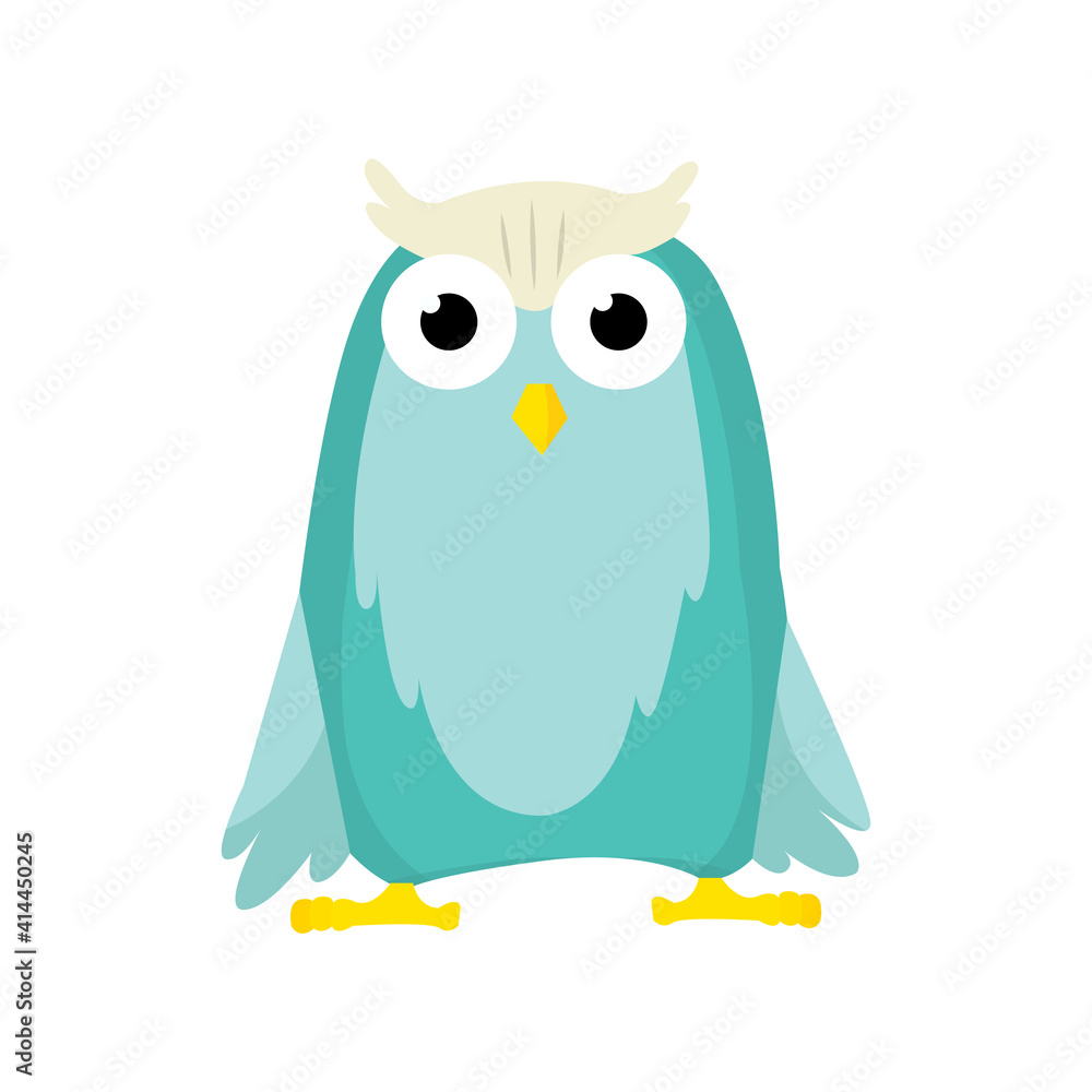 Cute funny owl. Forest bird. Decorative and style toy, doll. Happy and joyful bird in flat style. Isolated children cartoon illustration, for print or sticker Cute funny owl. Forest bird. Decorative and style toy, doll. Happy and joyful bird in flat style. Isolated children cartoon illustration, for print or sticker