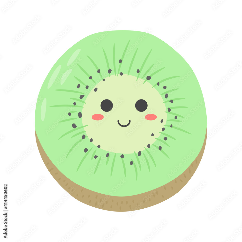 Fototapeta premium kiwi fruit flat design emoji vector illustration isolated on white background