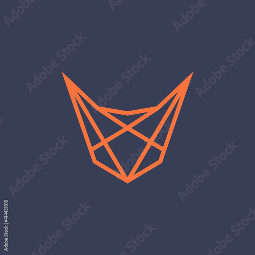 Orange Fox Symmetry geometry line minimalist logo design inspiration