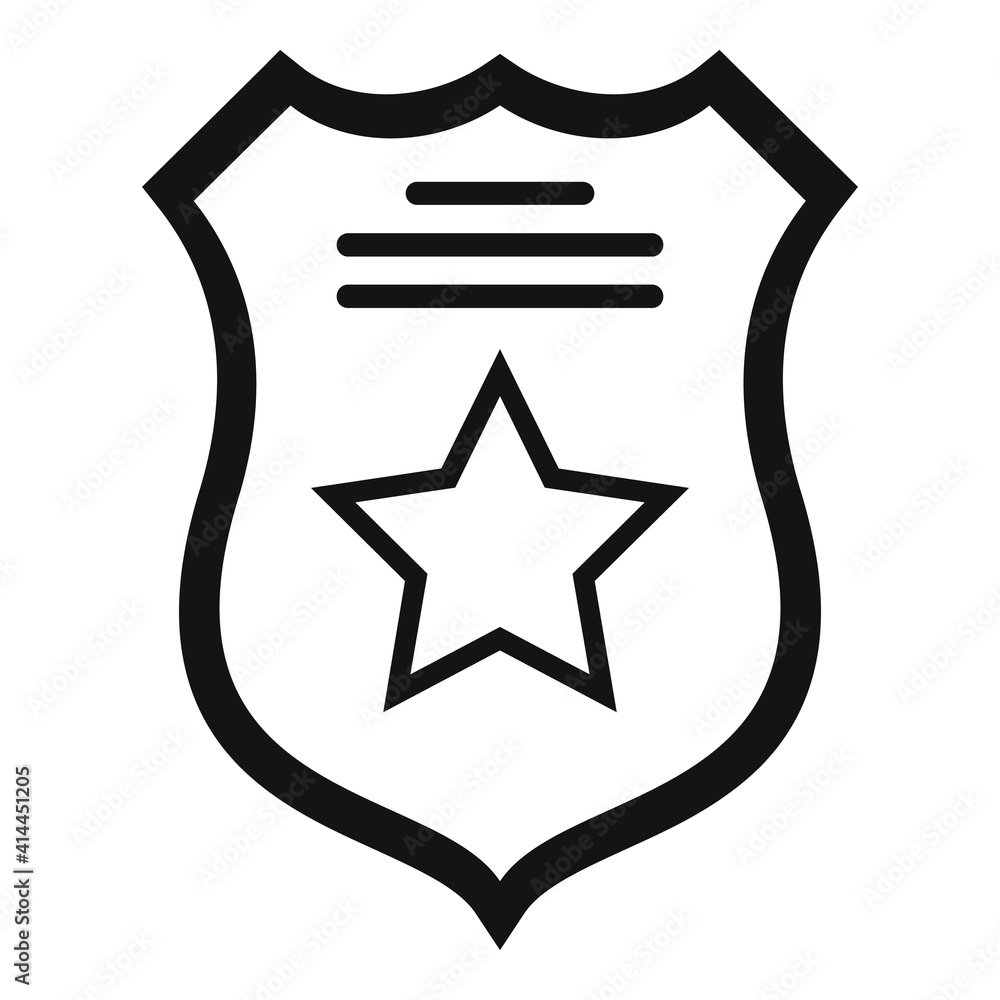 Prison guard shield icon. Simple illustration of prison guard shield vector icon for web design isolated on white background Prison guard shield icon. Simple illustration of prison guard shield vector icon for web design isolated on white background