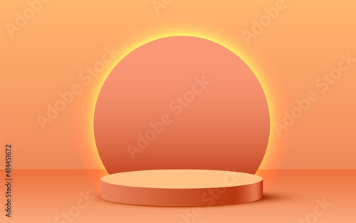 Abstract scene background. Cylinder podium pink background. Product presentation, mock up, show cosmetic product, Podium, stage pedestal or platform.