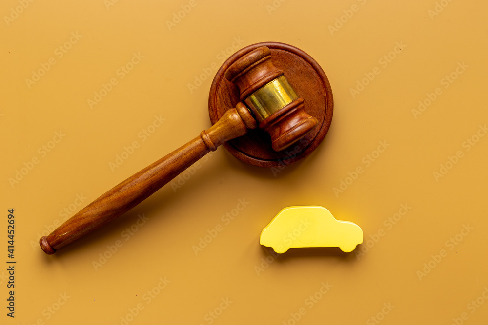Car and judge hammer - gavel . Insurance law concept Car and judge hammer - gavel . Insurance law concept