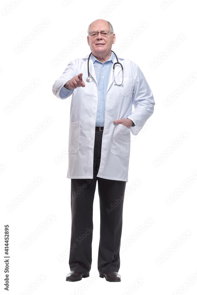 in full growth. experienced doctor with a stethoscope in full growth. experienced doctor with a stethoscope