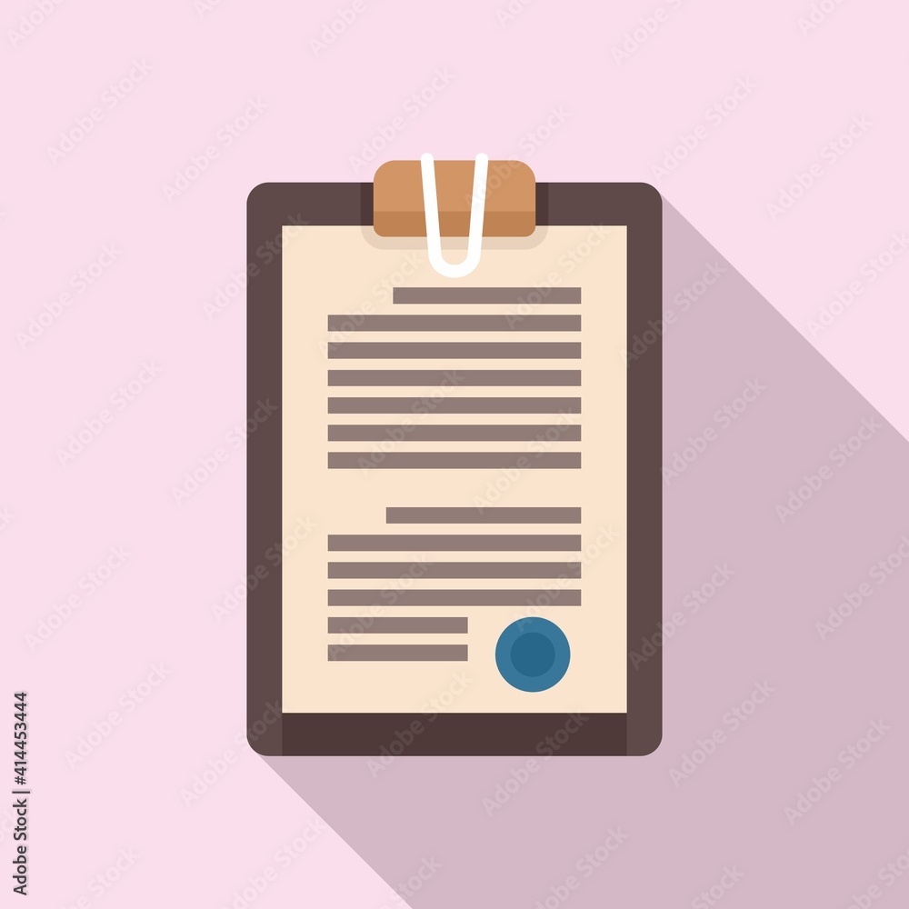 Notary clipboard icon. Flat illustration of notary clipboard vector icon for web design Notary clipboard icon. Flat illustration of notary clipboard vector icon for web design
