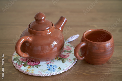 Wallpaper Mural Pottery, a ceramic product with your own hands, made on a potter's wheel, a teapot, a mug. Torontodigital.ca