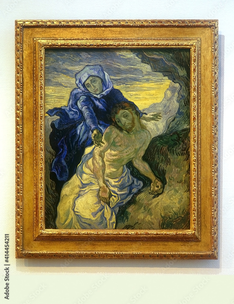 Picture of Vincent van Gogh (1853 – 1890) – Pieta (after Delacroix). Van  Gogh Museum, Amsterdam, Netherlands, Holland Stock Photo | Adobe Stock
