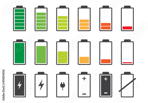 Battery charge indicator icon. Level battery energy. on white background. Vector illustration.