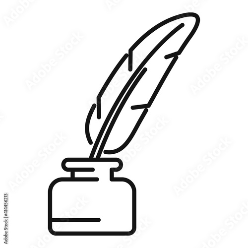 Notary feather pen icon. Outline notary feather pen vector icon for web design isolated on white background