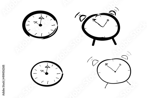 Collection alarm clock ringing and wall clock icon modern design