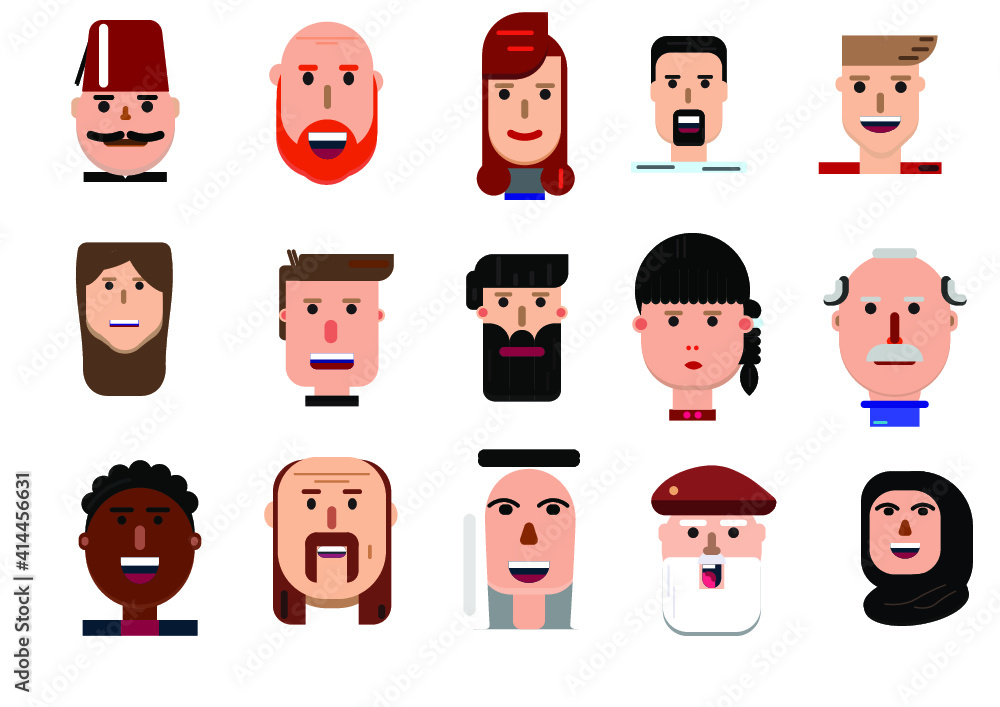 vector faces character illustration Kurzgesagt style vector faces character illustration Kurzgesagt style