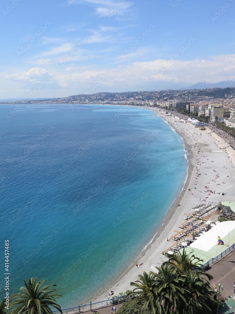 the Promenade des Anglais from a view point in Nice, French Riviera, Cote d Azur, France, April 