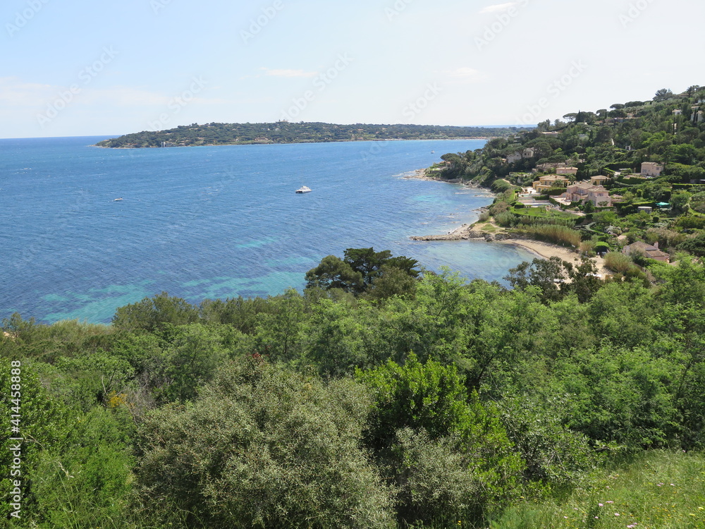 the view on the way up to the citadel of Saint Tropez, French Riviera, Cote d Azur, France, April
