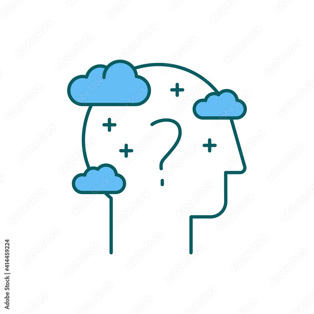 Vetor de Cognitive impairment RGB color icon. Dementia, Alzheimer