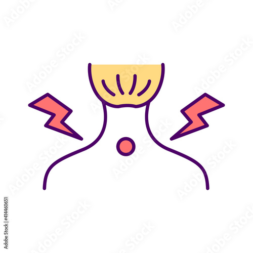 Work-related musculoskeletal disorders RGB color icon. Bodily structures impairments. Joints damage. Painful muscles, tendons disorders. Poor work organisation. Back pain. Isolated vector illustration