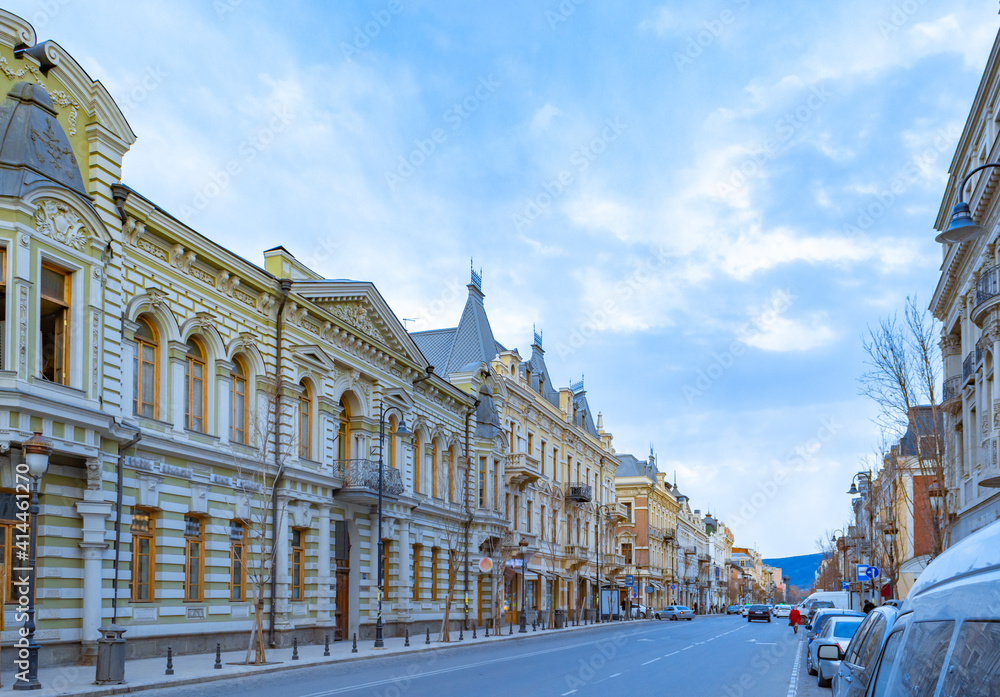 Obraz premium Tbilisi, David Agmashenebeli Avenue. Building facades.