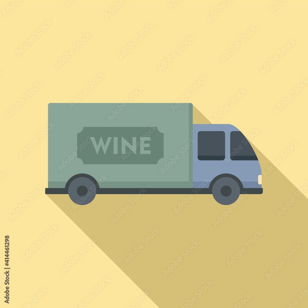 Wine truck icon. Flat illustration of wine truck vector icon for web design Wine truck icon. Flat illustration of wine truck vector icon for web design