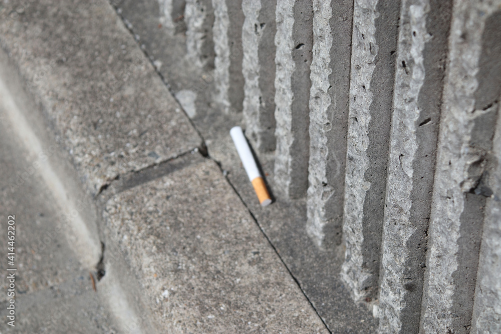 道路の端に落ちていたタバコ