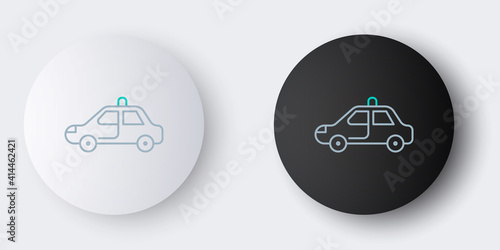 Line Police car and police flasher icon isolated on grey background. Emergency flashing siren. Colorful outline concept. Vector.