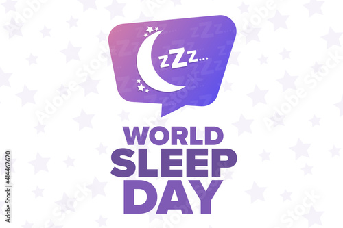 World Sleep Day. Holiday concept. Template for background, banner, card, poster with text inscription. Vector EPS10 illustration.