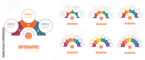 Infographics. Infographic templates. Three four five six seven eight nine positions for text information.