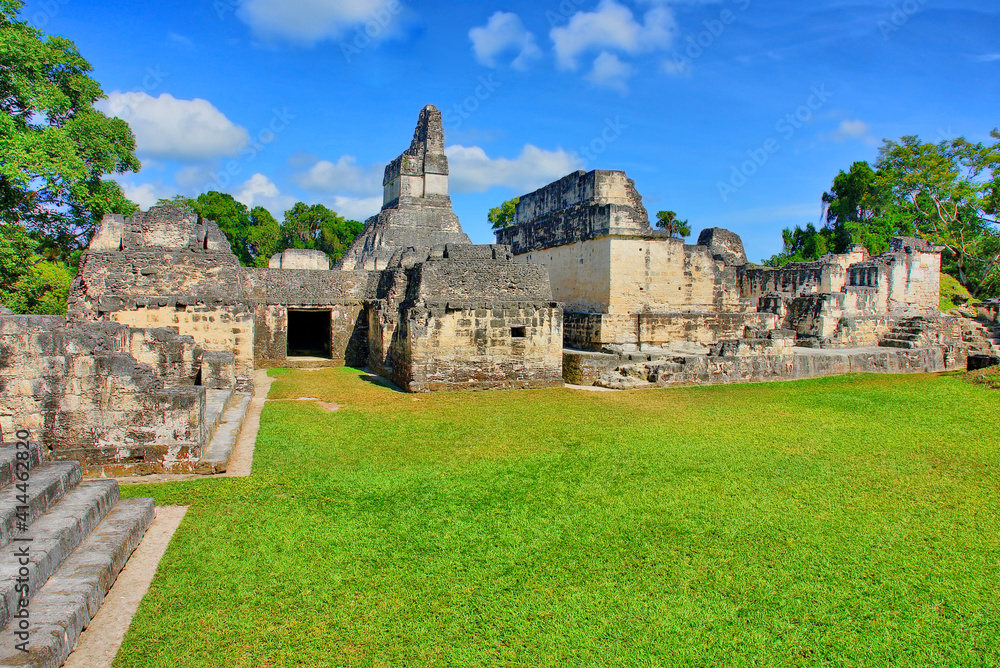 View of the ruins of Mayan ancient city of Tikal in Guatemala 