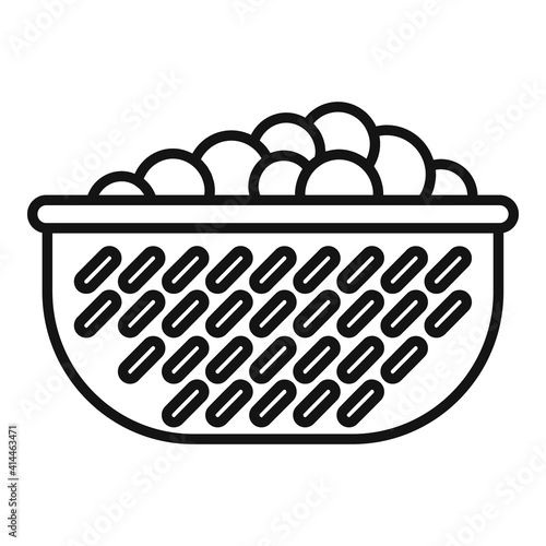 Garden grapes basket icon. Outline garden grapes basket vector icon for web design isolated on white background