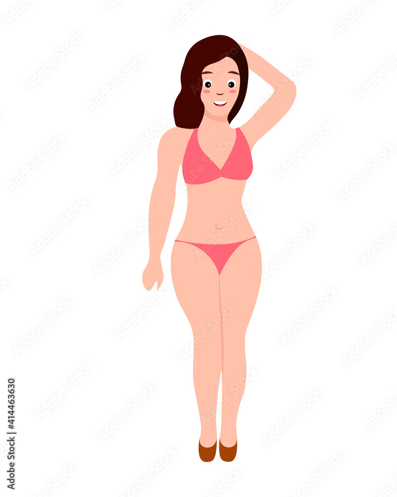 isolated flat character in swimsuit