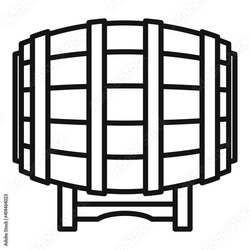Wood wine barrel icon. Outline wood wine barrel vector icon for web design isolated on white background