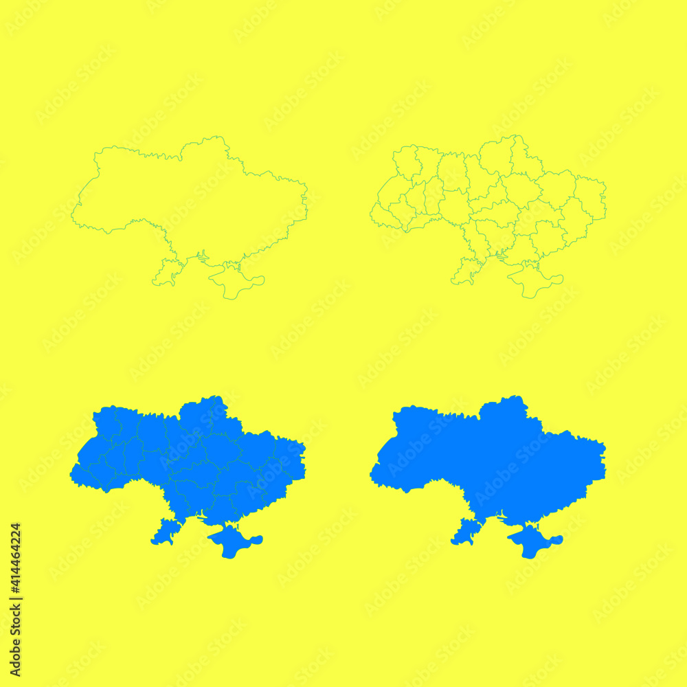 This is a Ukraine map isolated on a yellow background.