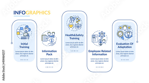 Study information of company vector infographic template. Preparation for work presentation design elements. Data visualization with 5 steps. Process timeline chart. Workflow layout with linear icons