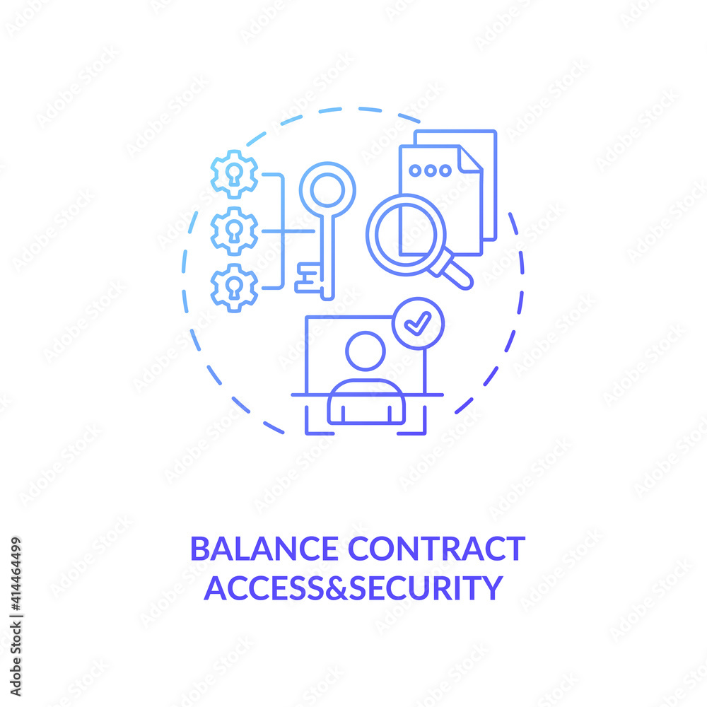 Balance contract access and security concept icon. Efficient contract management tips. Discussing contract details idea thin line illustration. Vector isolated outline RGB color drawing