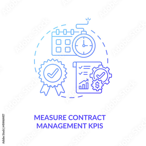 Measure contract management kpis concept icon. Efficient contract management tips. Information between company contract idea thin line illustration. Vector isolated outline RGB color drawing
