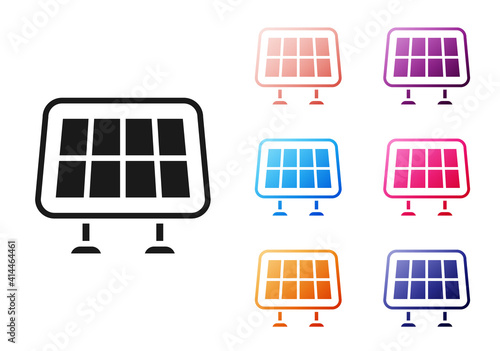 Black Solar energy panel icon isolated on white background. Set icons colorful. Vector.