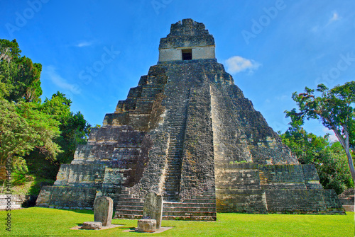 View of the ruins of Mayan ancient city of Tikal in Guatemala  photo