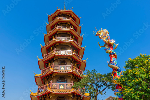 Nine storey pagoda and dragon head