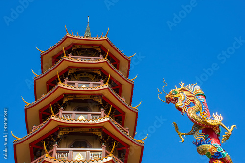 Nine storey pagoda and dragon head