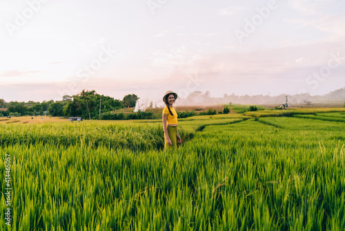 Female woman preparing for harvest season