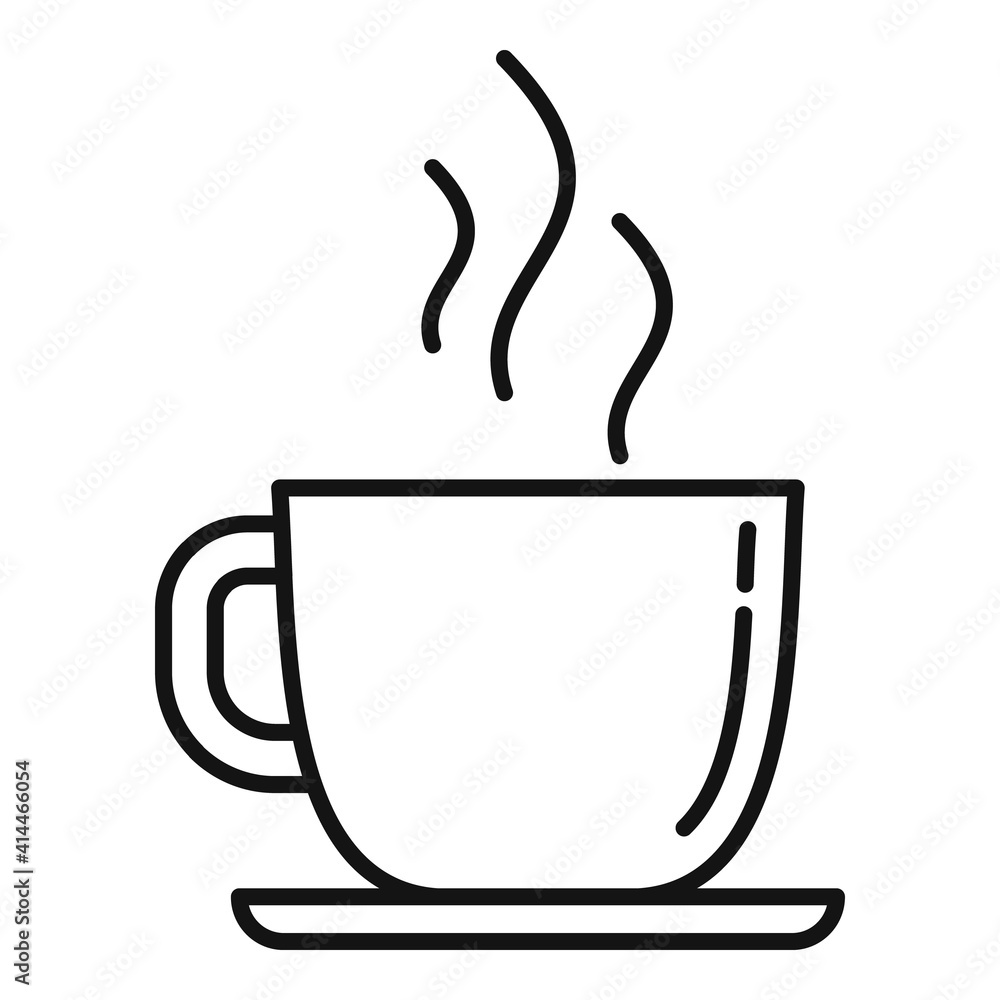 Hot coffee cup icon. Outline hot coffee cup vector icon for web design isolated on white background Hot coffee cup icon. Outline hot coffee cup vector icon for web design isolated on white background