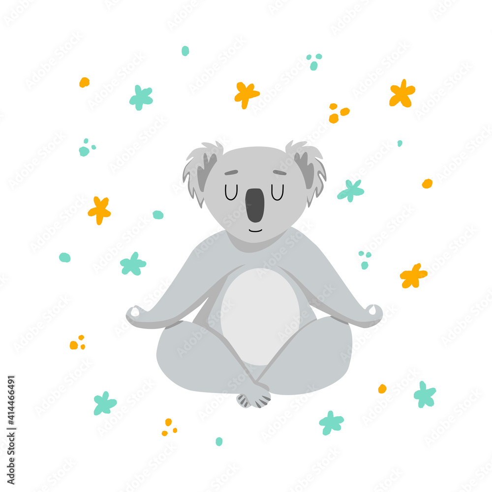Cute Koala in Lotus Pose Vector Illustration Cute Koala in Lotus Pose Vector Illustration