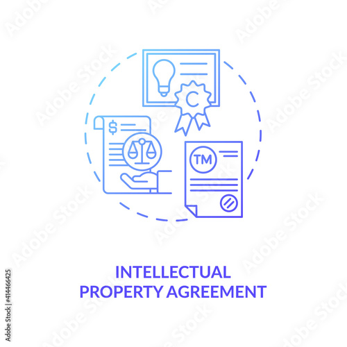 Intellectual property agreement concept icon. Common commercial contracts types. Retain ownership of your created product idea thin line illustration. Vector isolated outline RGB color drawing
