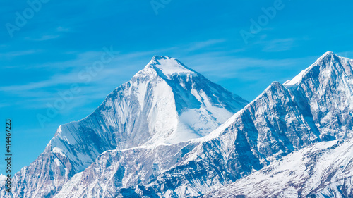 Mountain landscape  morning in Himalayas  Nepal  Annapurna conservation area