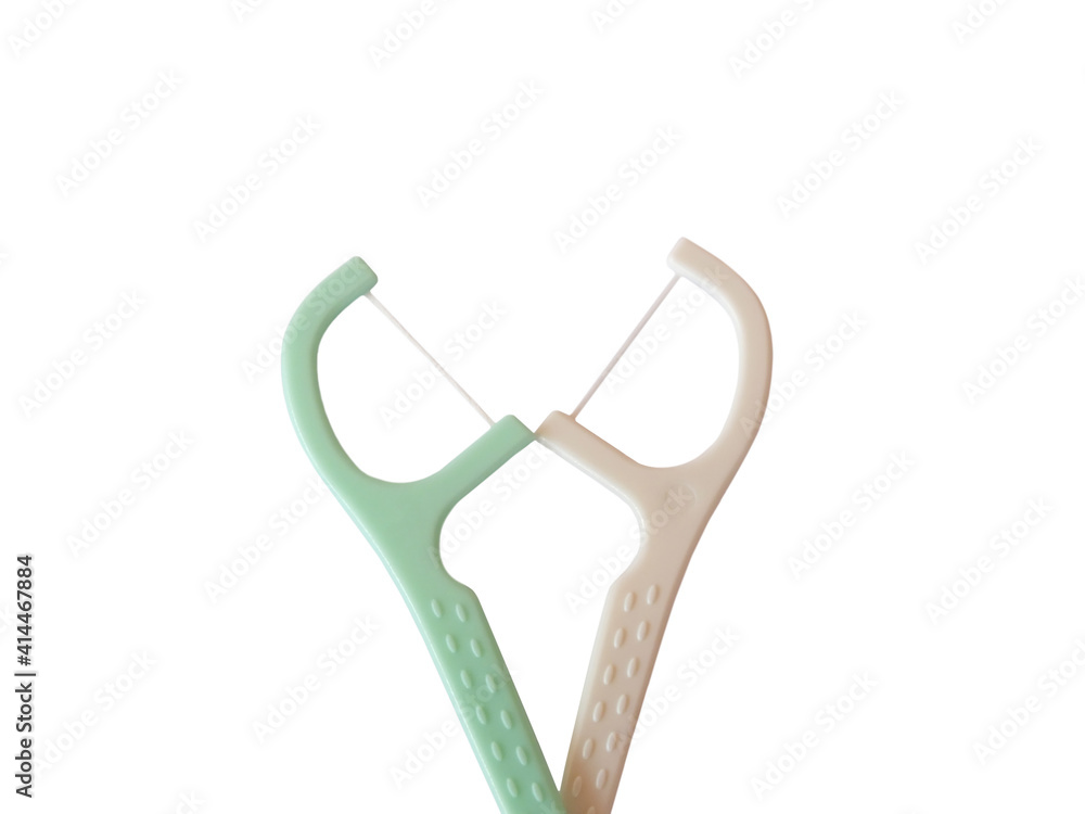 dental floss picks isolated on white background. dental floss picks isolated on white background.