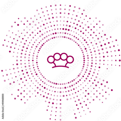 Purple Brass knuckles icon isolated on white background. Abstract circle random dots. Vector.