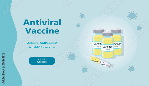 vector hand drawn illustration - coronavirus (sars - covid -19) antiviral vaccine. vials and syringe with vaccine. banner for websites and applications, illustration for magazines