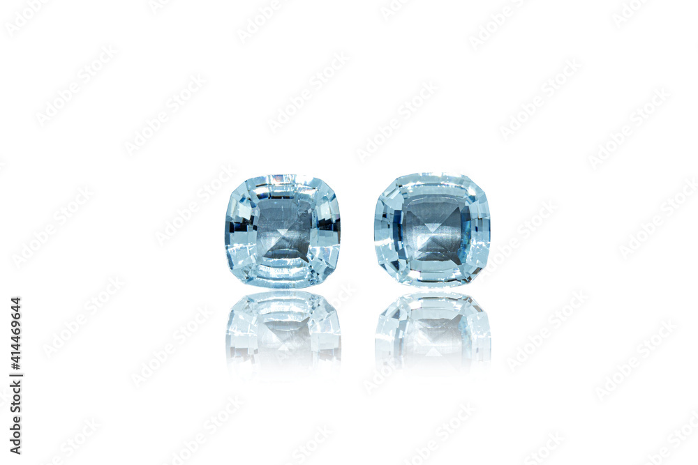 macro stone mineral faceted aquamarine on a white background macro stone mineral faceted aquamarine on a white background