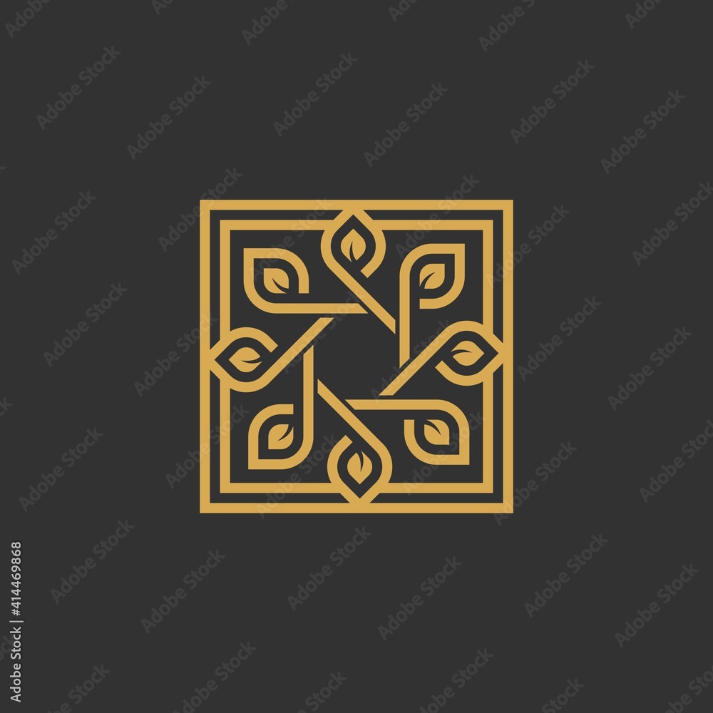 Frame ornament leaf symbol of luxury p. logo vector