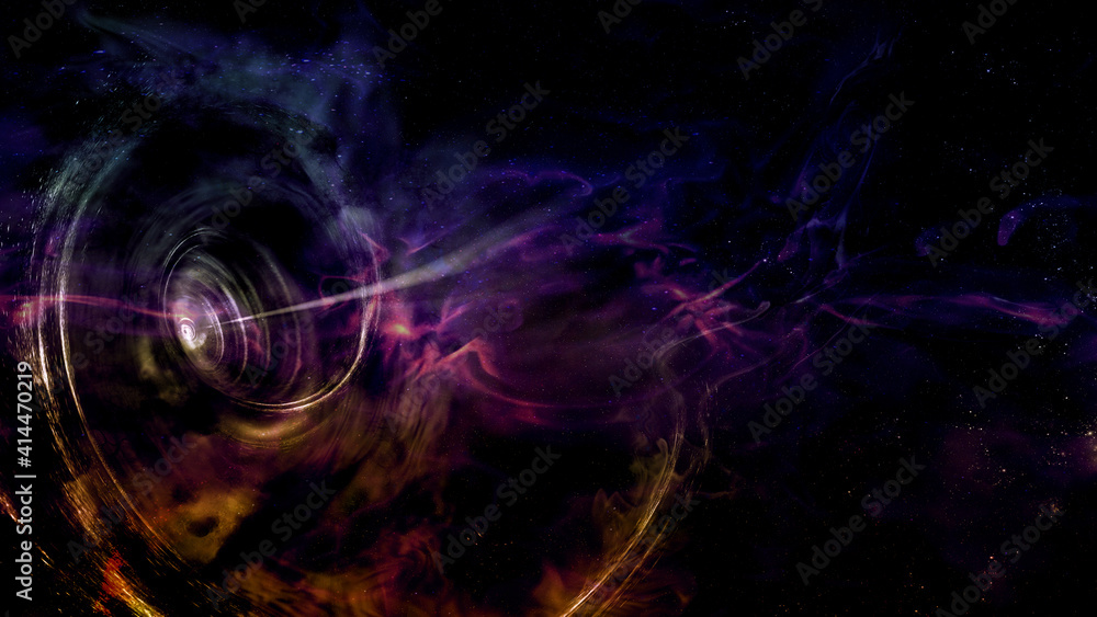 Abstract black hole spiral background among dust and stars. Elements of this image furnished by NASA.