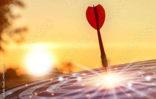 Success goals Targeting the business concept. Businessman throwing red arrow dart to virtual target dart board. Targeting the business concept.