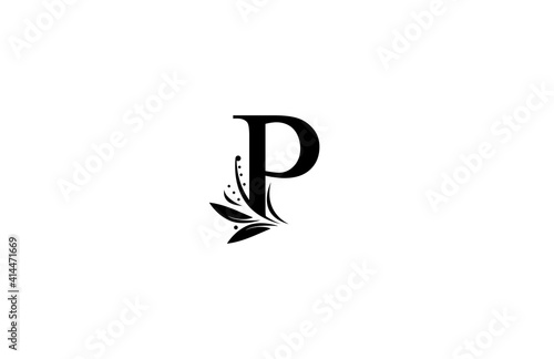 Monogram Flourishes Letter P Logo Manual Elegant Minimalism Sign Vector