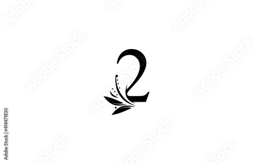 Monogram Flourishes Number 2 Logo Manual Elegant Minimalism Sign Vector